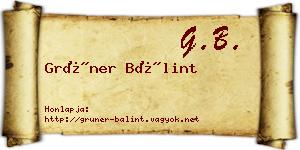 Grüner Bálint névjegykártya