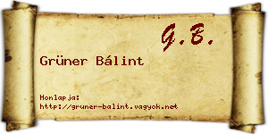 Grüner Bálint névjegykártya